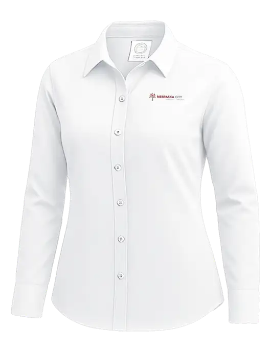 Brooks Brothers Womens White Wrinkle-Free Stretch Nailhead Shirt w/Nebraska City Logo