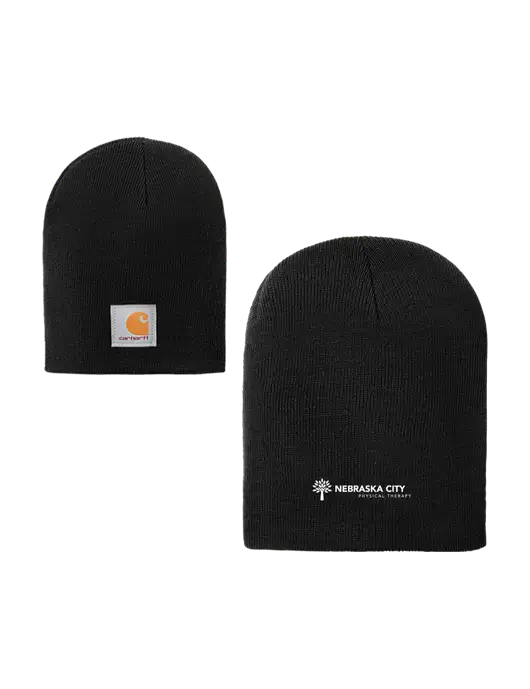 Carhartt Black Acrylic Knit Hat w/Nebraska City Logo