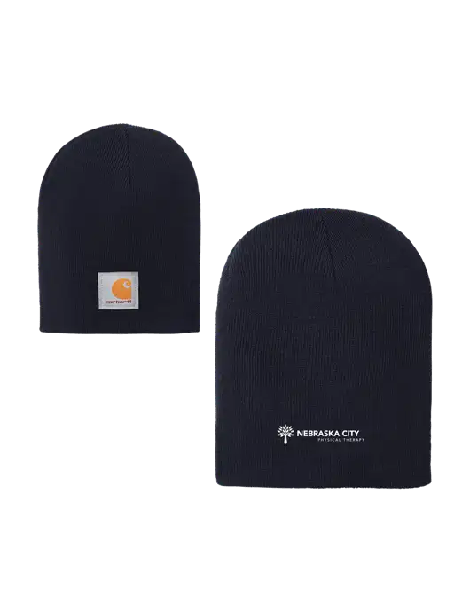 Carhartt Dark Navy Acrylic Knit Hat w/Nebraska City Logo