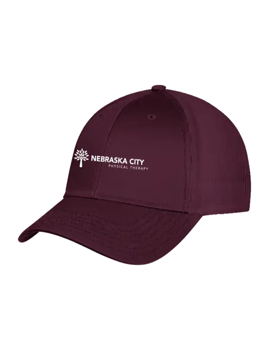 Maroon Mesh with Maroon Stitching on Bill Trucker Cap Snap Back w/Nebraska City Logo