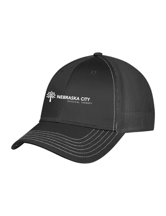 Charcoal Grey Mesh Trucker Cap Snap Back w/Nebraska City Logo