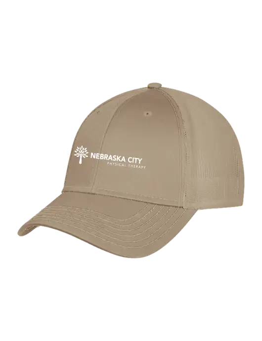 Khaki Mesh Trucker Cap Snap Back w/Nebraska City Logo