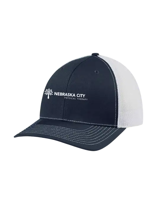 Richardson Adjustable Snapback Original 112 Trucker Cap Navy w/White Mesh w/Nebraska City Logo