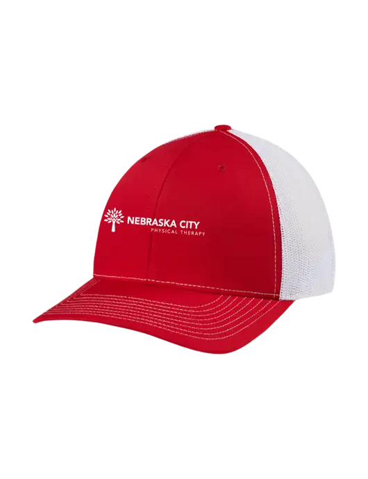 Richardson Adjustable Snapback Original 112 Trucker Cap Red w/White Mesh w/Nebraska City Logo