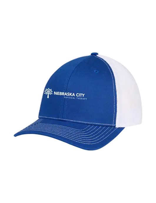 Richardson Adjustable Snapback Original 112 Trucker Cap Royal w/White Mesh w/Nebraska City Logo