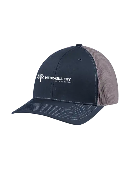 Richardson Adjustable Snapback Original 112 Trucker Cap Navy w/Charcoal Mesh w/Nebraska City Logo