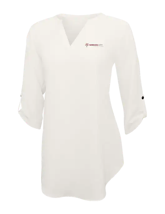 Ivory Womens 3/4 Sleeve Tunic Blouse w/Nebraska City Logo