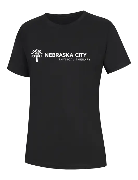 Womens Black Core Blend Tee w/Nebraska City Logo