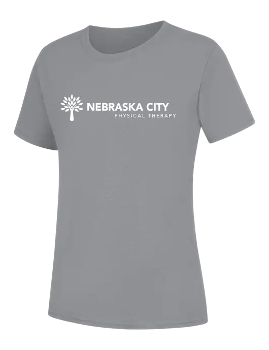 Womens Light Grey Heather Core Blend Tee w/Nebraska City Logo