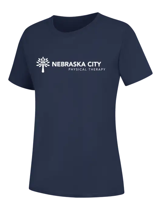 Womens Navy Core Blend Tee w/Nebraska City Logo