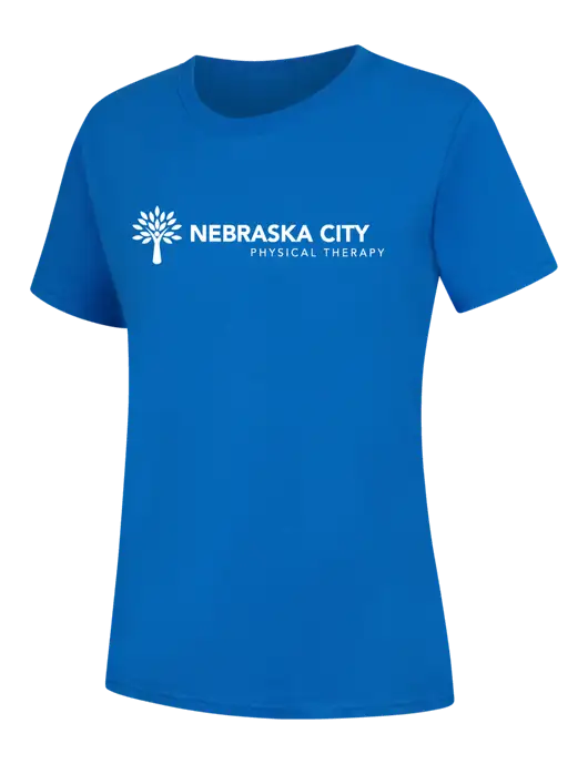 Womens Royal Blue Core Blend Tee w/Nebraska City Logo