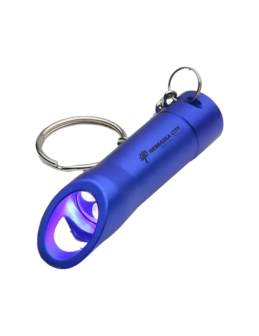 Royal Pocket LED Flashlight with Bottle Opener & Keychain w/Nebraska City Logo