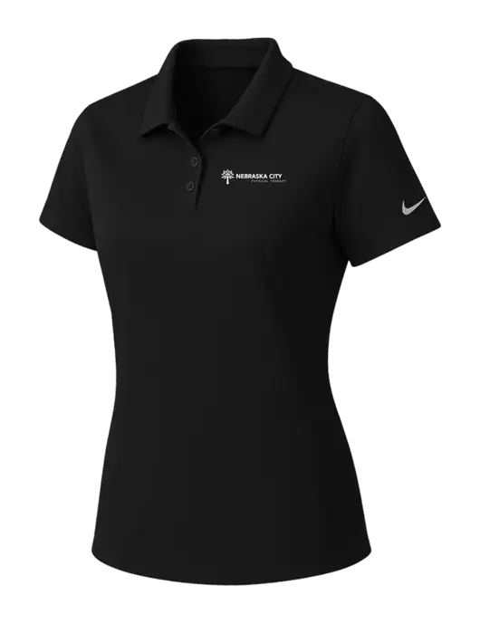 Nike Womens Black Dry Essential Solid Polo w/Nebraska City Logo