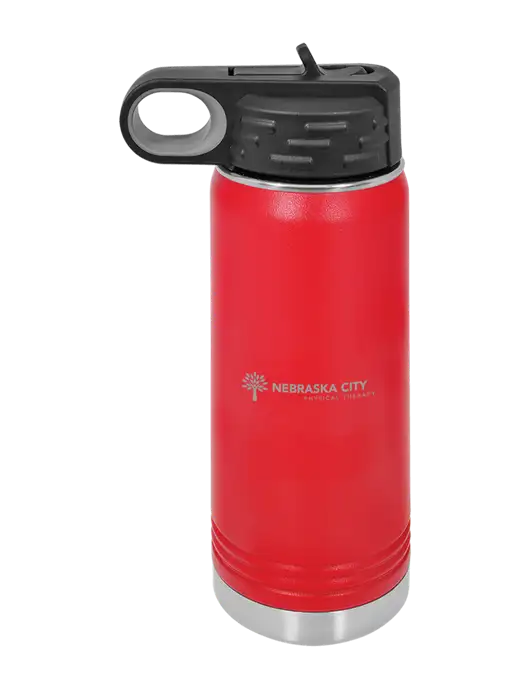Polar Camel 20 oz Powder Coated Red Vacuum Insulated Water Bottle w/Nebraska City Logo