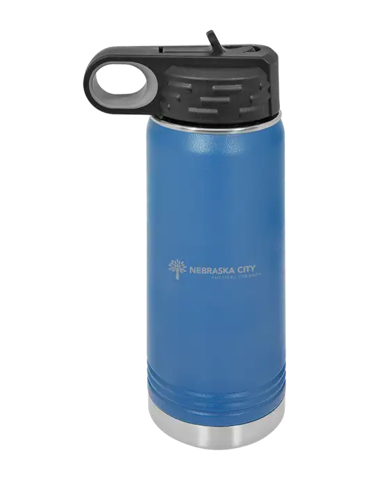 Polar Camel 20 oz Powder Coated Royal Vacuum Insulated Water Bottle w/Nebraska City Logo