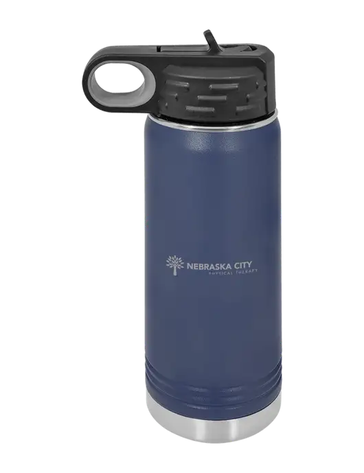 Polar Camel 20 oz Powder Coated Navy Vacuum Insulated Water Bottle w/Nebraska City Logo