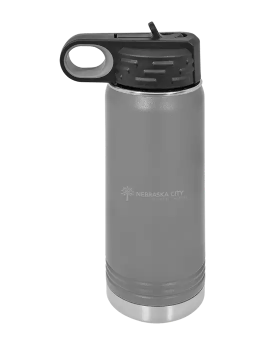 Polar Camel 20 oz Powder Coated Grey Vacuum Insulated Water Bottle w/Nebraska City Logo