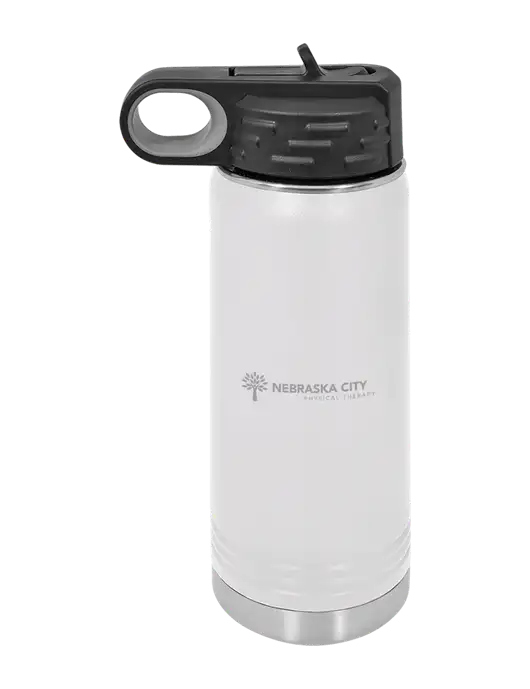 Polar Camel 20 oz Powder Coated White Vacuum Insulated Water Bottle w/Nebraska City Logo