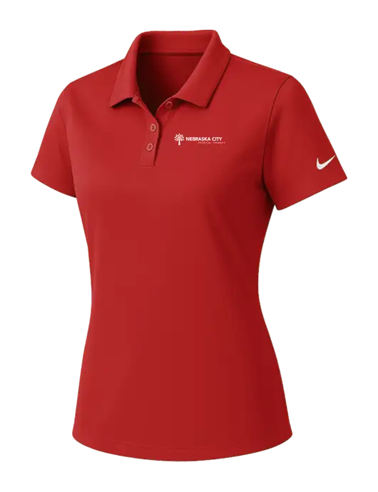 Nike Womens Red Dry Essential Solid Polo w/Nebraska City Logo