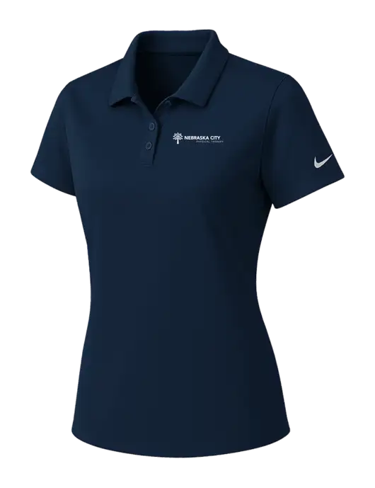 Nike Womens Navy Dry Essential Solid Polo w/Nebraska City Logo