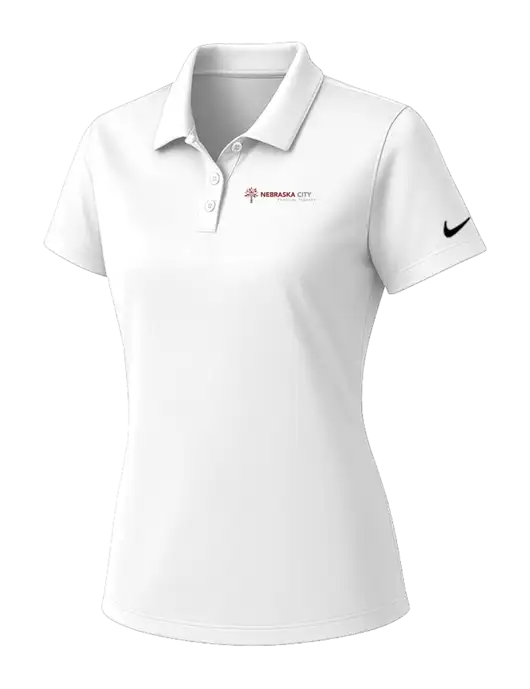 Nike Womens White Dry Essential Solid Polo w/Nebraska City Logo