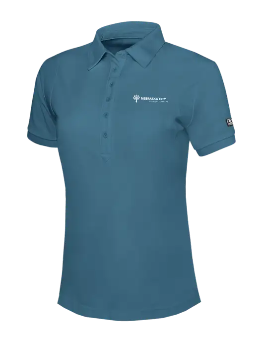 OGIO Womens Light Slate Blue Jewel Polo w/Nebraska City Logo