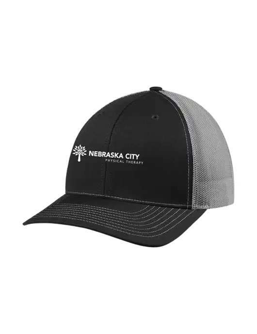 Richardson Adjustable Snapback Original 112 Trucker Cap Black w/Charcoal Mesh w/Nebraska City Logo