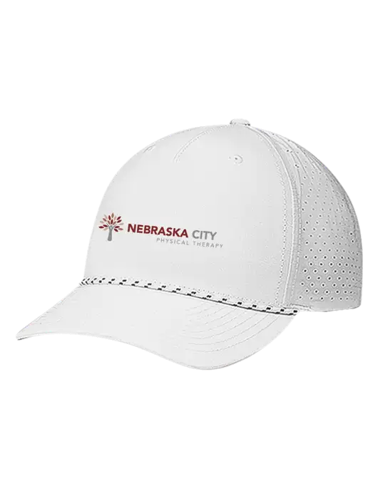 Richardson Laser Perf Performance White/White-Black Rope Cap w/Nebraska City Logo