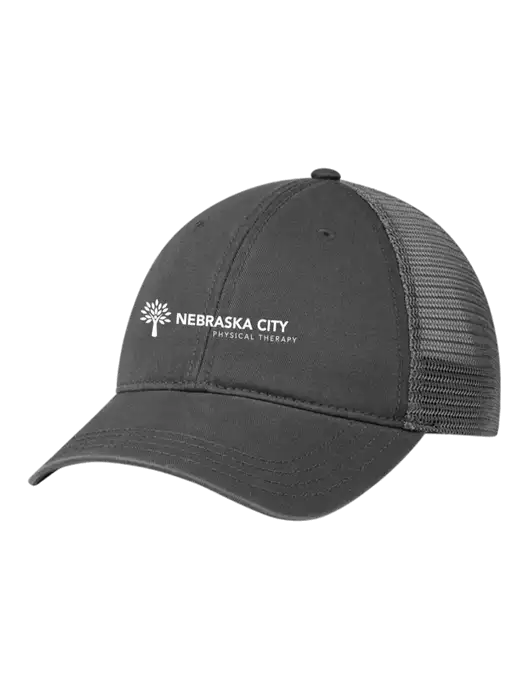 Richardson 111 Garment Washed Trucker Cap Charcoal w/Charcoal Mesh w/Nebraska City Logo