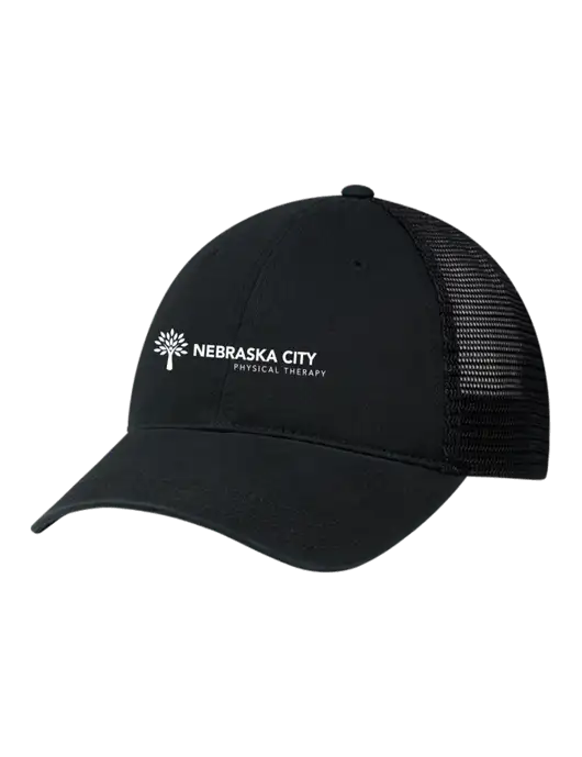 Richardson 111 Garment Washed Trucker Cap Black w/Black Mesh w/Nebraska City Logo