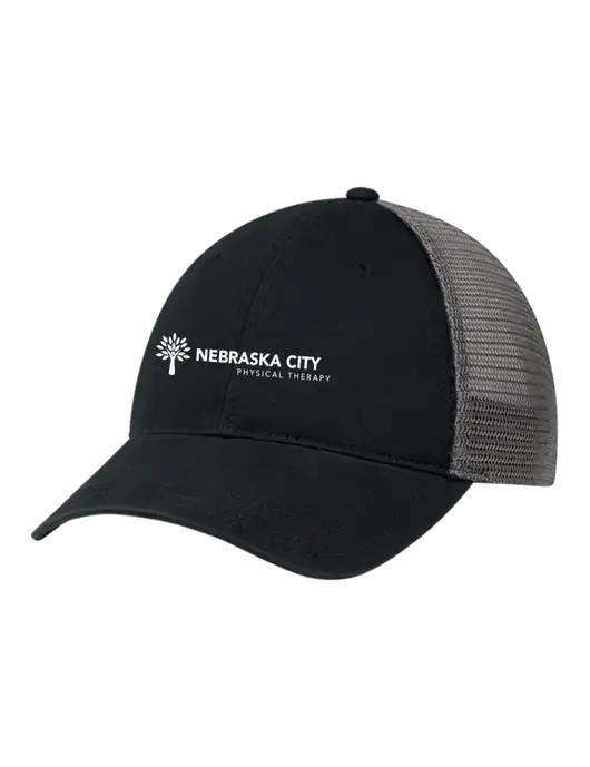 Richardson 111 Garment Washed Trucker Cap Black w/Charcoal Mesh w/Nebraska City Logo