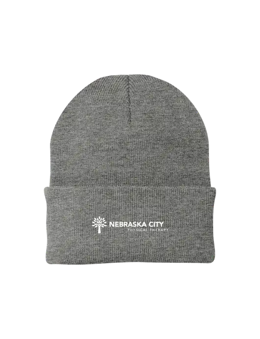 Medium Grey Heather Knit Cap w/Nebraska City Logo
