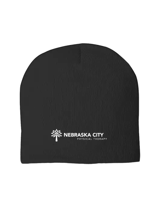 Solid Black Element Knit Beanie w/Nebraska City Logo