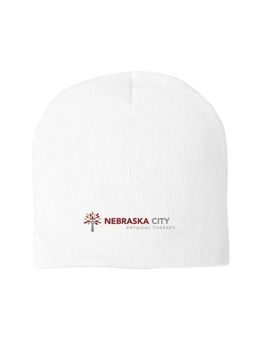 Solid White Element Knit Beanie w/Nebraska City Logo