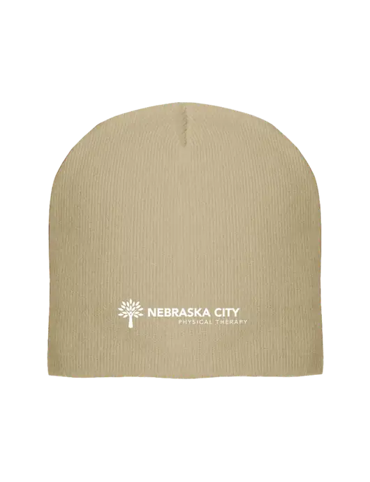 Solid Tan Element Knit Beanie w/Nebraska City Logo