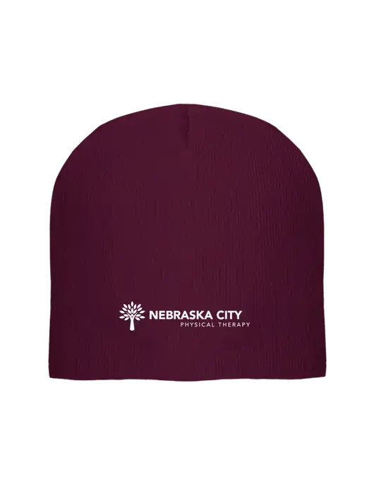Solid Maroon Element Knit Beanie w/Nebraska City Logo