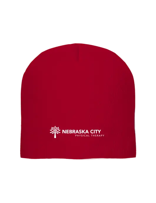 Solid Red Element Knit Beanie w/Nebraska City Logo