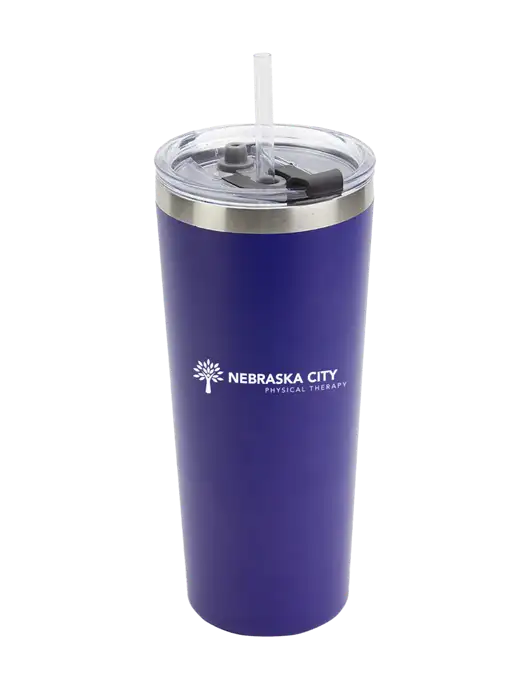 Brighton Blue 20 oz Insulated Tumbler & Straw w/Nebraska City Logo