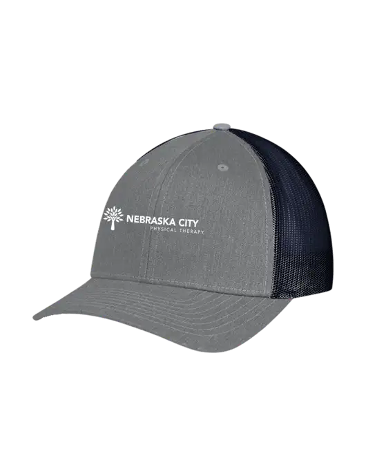 Richardson Adjustable Snapback Original 112 Trucker Cap Heather Grey w/Navy Mesh w/Nebraska City Logo